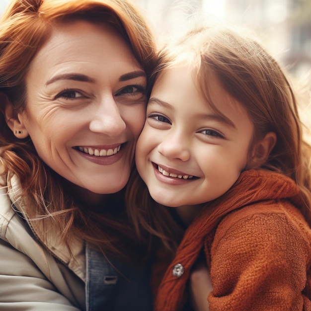 Portrait de famille mère et fille à l'intérieur