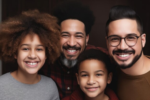 Photo portrait d'une famille métisse heureuse