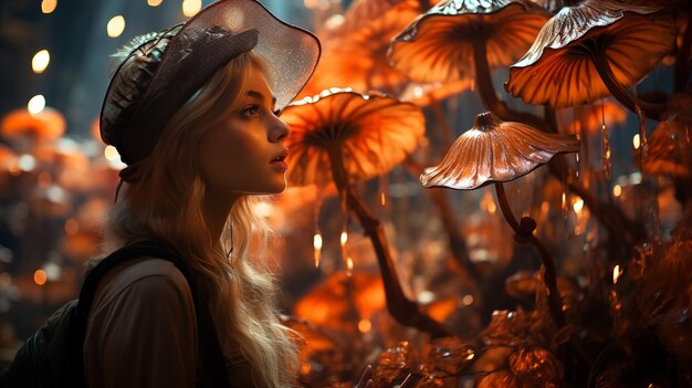 Photo portrait fantaisiste capricieux dans la forêt enchantée