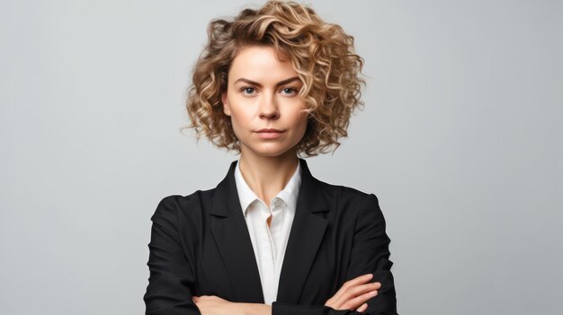 Portrait d'une femme d'affaires confiante avec les bras croisés.