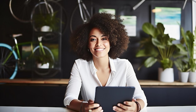 Portrait d'une femme d'affaires noire dans un bureau technique