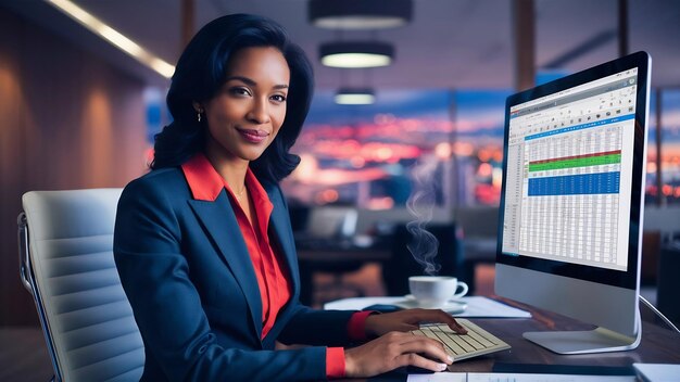 Portrait d'une femme d'affaires qui travaille au bureau