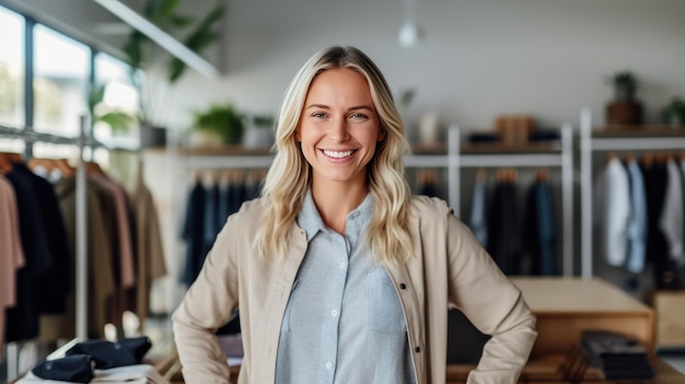 Portrait d'une femme d'affaires souriante dans l'arrière-plan du bureau