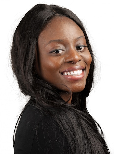 Photo portrait de femme afro-américaine heureuse