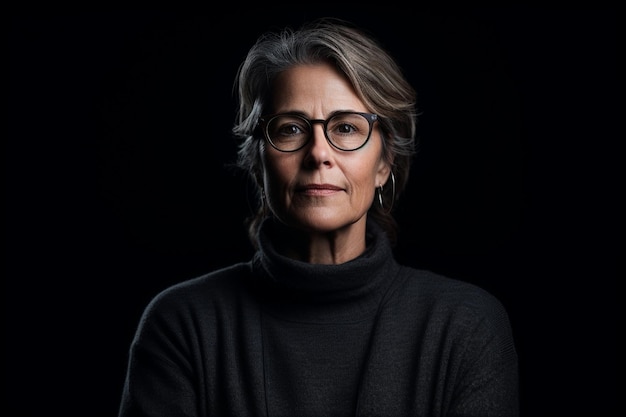 Portrait d'une femme d'âge moyen avec des lunettes