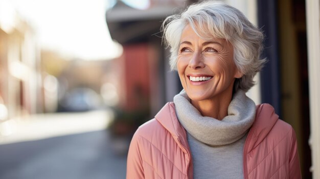 Portrait d'une femme d'âge moyen souriant à la caméra