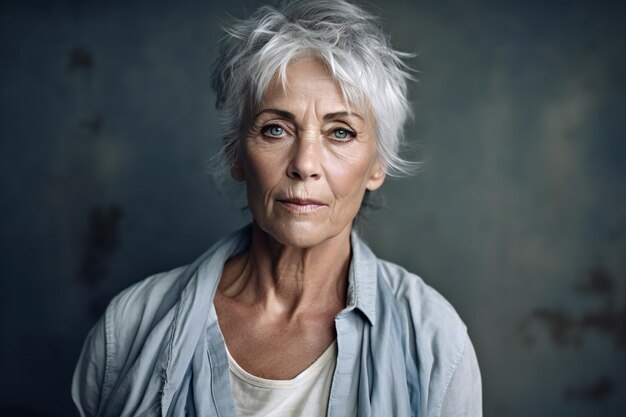 Le portrait d'une femme âgée a l'air d'avoir beaucoup vécu.