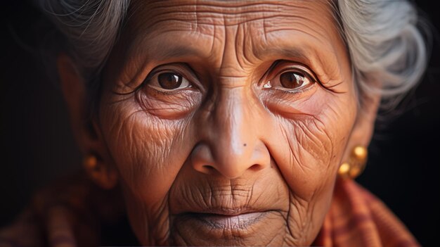 Portrait d'une femme âgée regardant la caméra