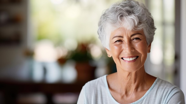 Portrait d'une femme âgée souriant à la caméra