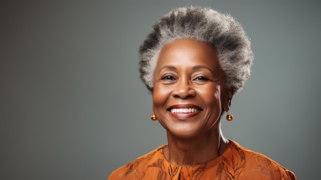 Portrait d'une femme âgée souriant à la caméra