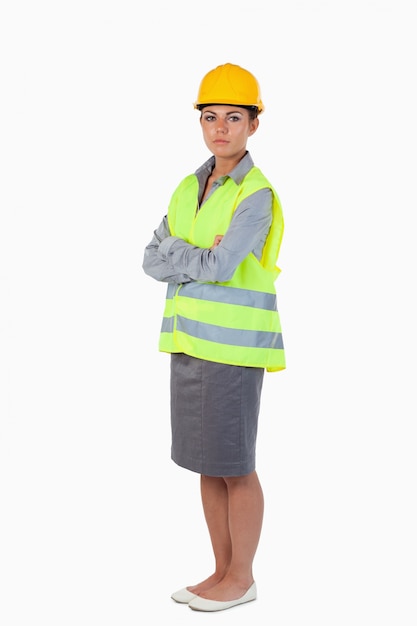 Portrait d&#39;une femme architecte sérieuse