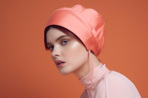 Portrait femme art artwork coloré créatif lunettes mode beauté chapeau latex IA générative