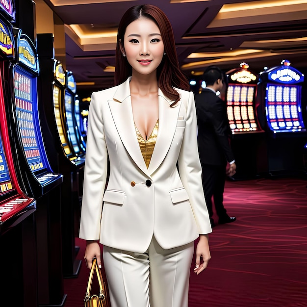 Portrait de femme asiatique au casino art génératif par IA