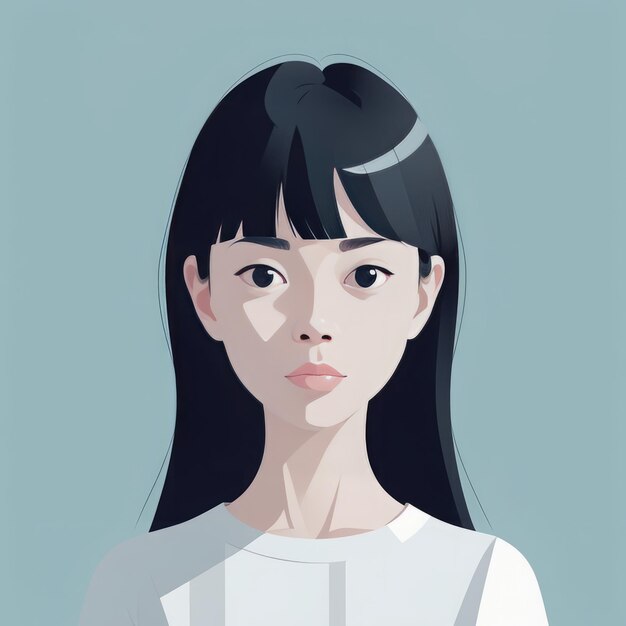 portrait de femme asiatique jeune fille aux cheveux courts fond blanc illustration vectorielle femme asiatique