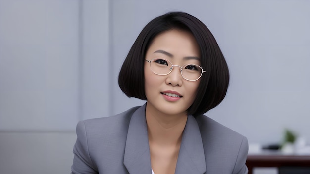 Portrait de femme asiatique portant des lunettes art génératif par AI