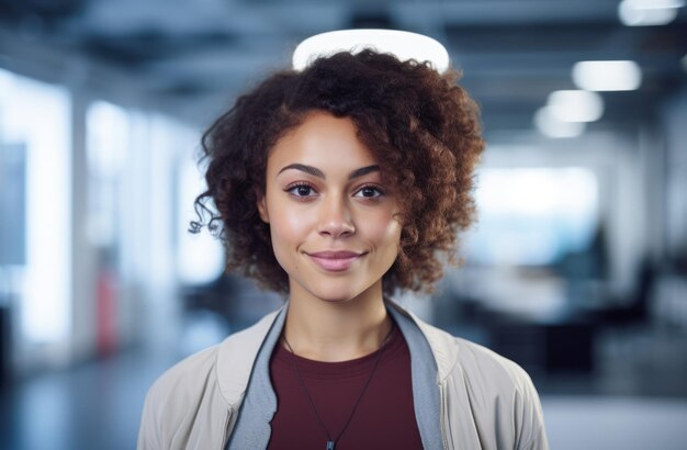 Photo portrait d'une femme au travail confiante