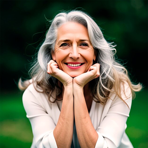 Photo portrait d'une femme aux cheveux gris