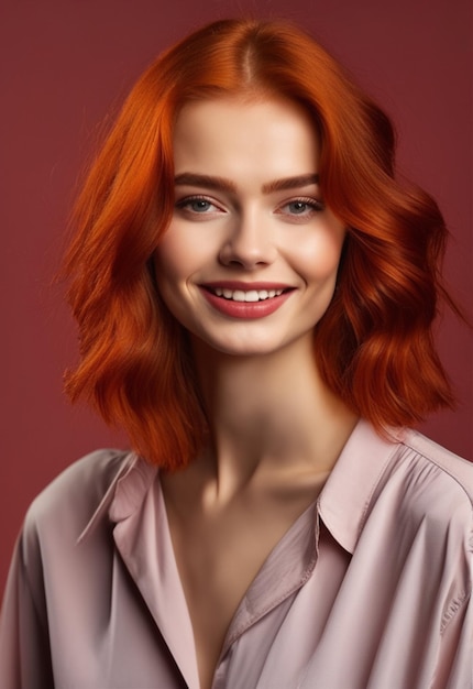 Un portrait d'une femme aux cheveux rouges