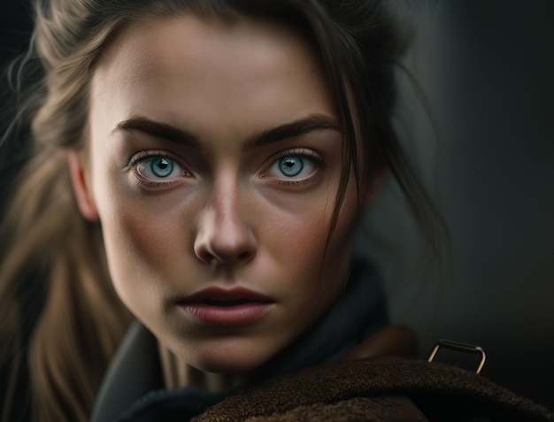 Un portrait d'une femme aux yeux bleus