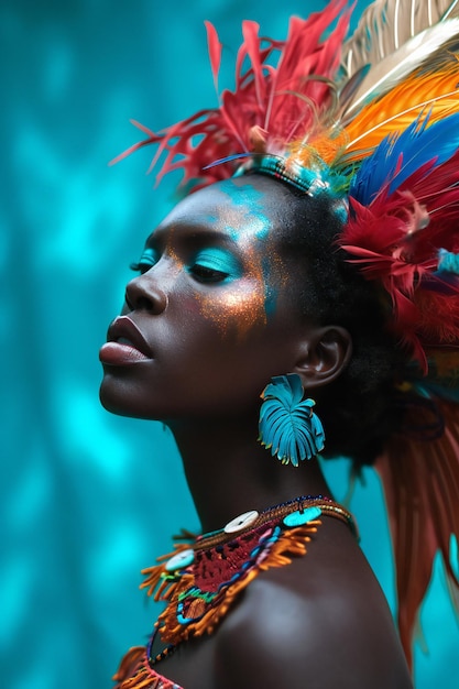 Portrait d'une femme brésilienne en costume traditionnel au carnaval au Brésil