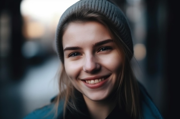 Portrait d'une femme caucasienne souriante