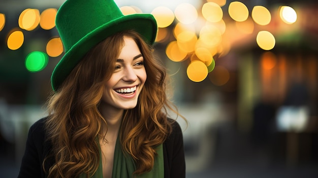 Portrait d'une femme célébrant la fête de Saint-Patrick