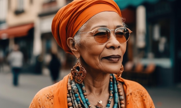 Portrait d'une femme chauve insouciante touchant une tête rasée et souriante Alopécie et sensibilisation au cancer IA générative