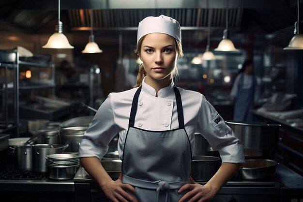 Portrait d'une femme chef caucasienne Generative Par Ai