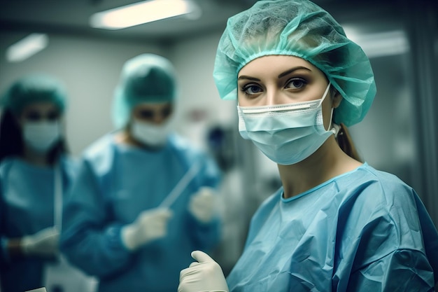 Portrait de femme chirurgien avec les bras croisés hôpital ou travail d'équipe pour la solidarité pour les soins de santé