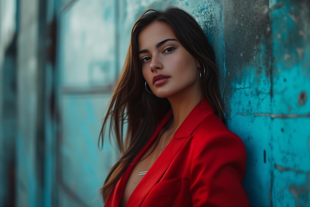 Portrait d'une femme en costume rouge