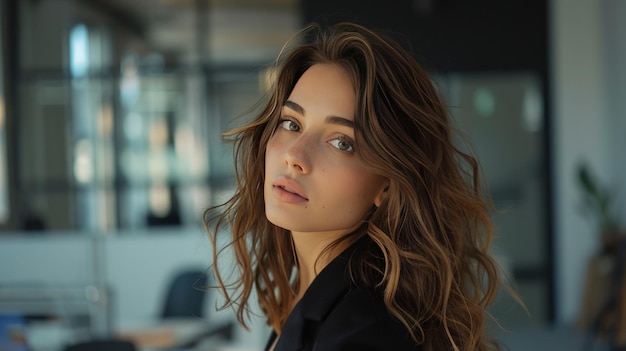 Portrait de la femme dans le bureau