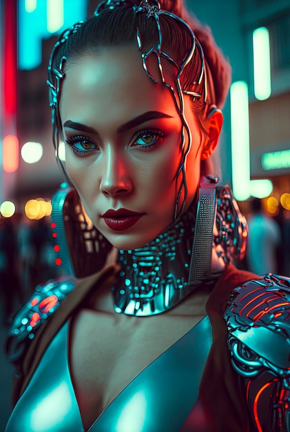Portrait d'une femme dans un costume futuriste