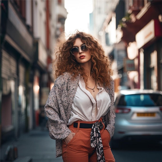 portrait de femme dans le fond de la ville