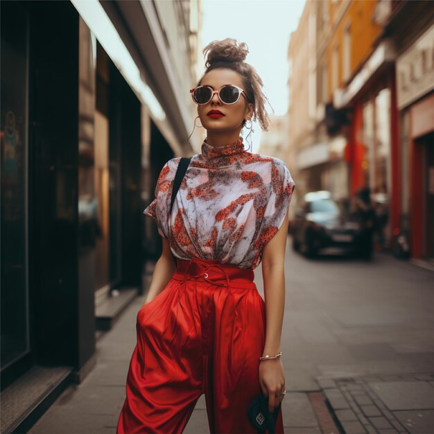 portrait de femme dans le fond de la ville