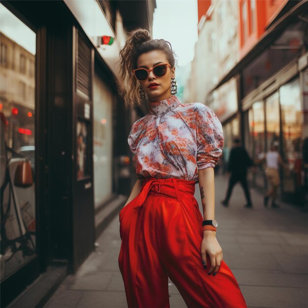 portrait de femme dans le fond de la ville