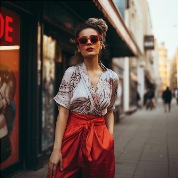 portrait de femme dans le fond de la ville