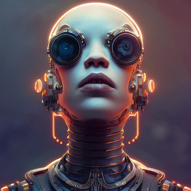 Portrait de femme dans une illustration de style cyberpunk futuriste