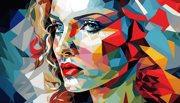 Portrait de femme dans le style cubisme peinture illustration AI générative