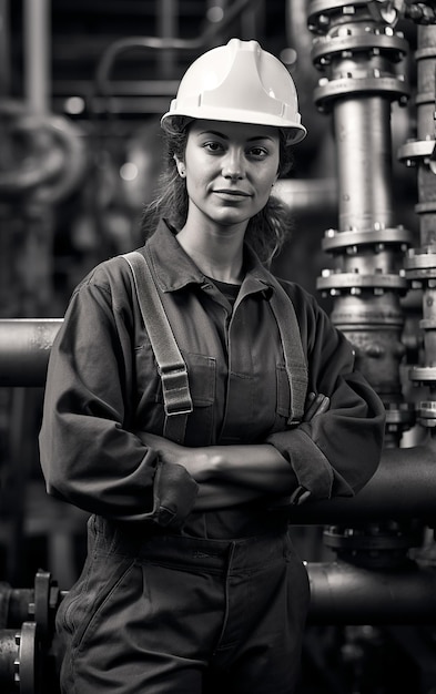 Photo portrait d'une femme déterminée qui fait des tuyaux
