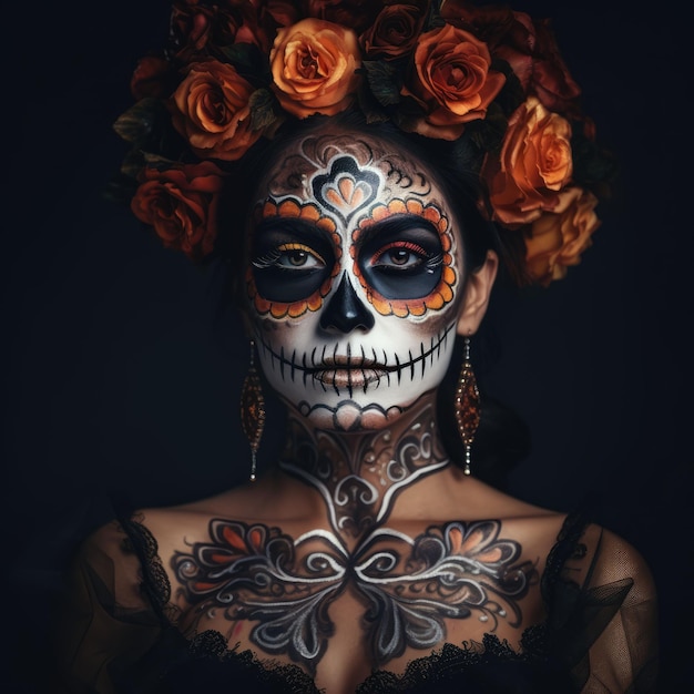 Portrait de femme du Festival du crâne de sucre du Jour des Morts