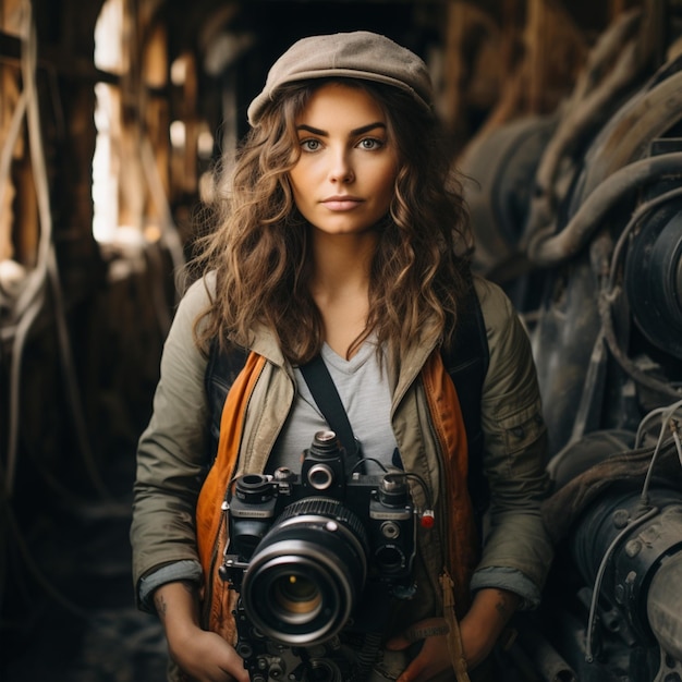 Portrait de femme égyptienne aux cheveux bruns sourire et visage heureux