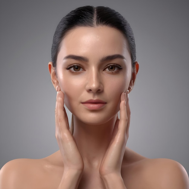 Portrait d'une femme faisant sa routine de soins de la peau.