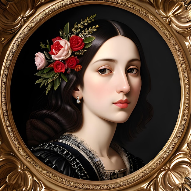 Portrait de femme sur un fond floral