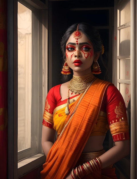 Photo portrait d'une femme guerrière bengali