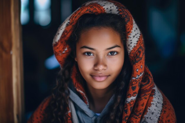 Photo portrait d'une femme haïtienne dans une scène de la vie quotidienne