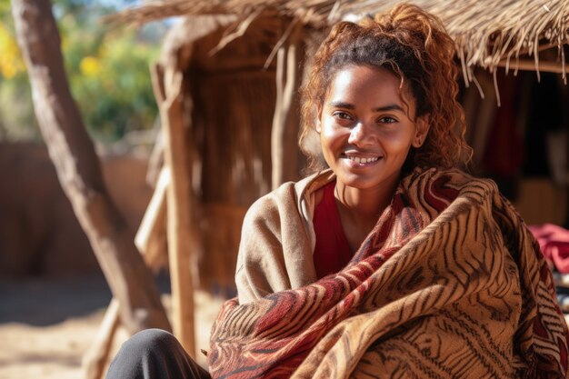 Portrait d'une femme haïtienne dans une scène de la vie quotidienne