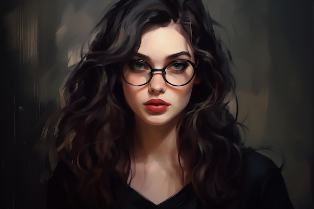 Portrait d&#39;une femme avec des lunettes