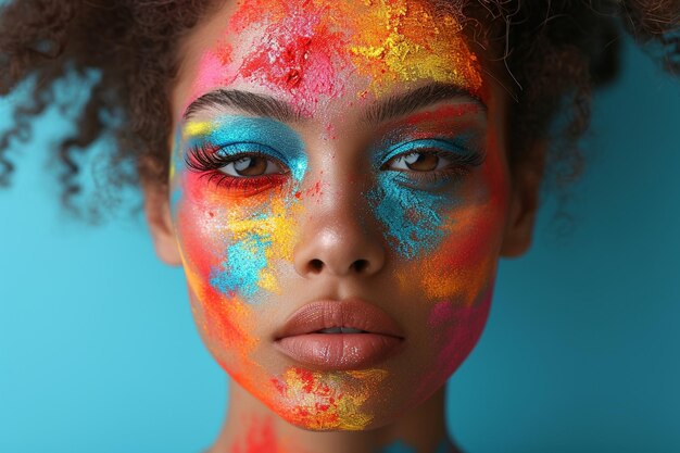 Photo portrait d'une femme avec un maquillage audacieux et expressif