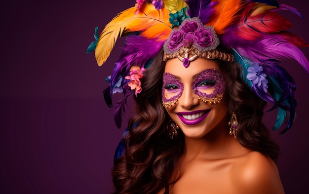 portrait d'une femme avec un masque de carnaval