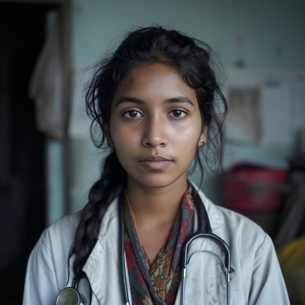 Photo un portrait d'une femme médecin du bangladesh